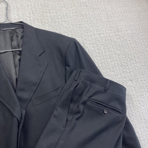Canali Super 120s 100% Wool Men's 2-Piece Suit Jacket / Pants Black / Blue 54 R - Picture 3 of 16